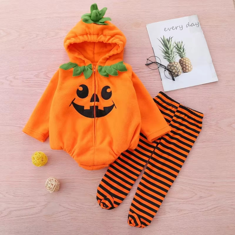 Cosplay Baby Girls Boys Halloween Clothes Sets Long Sleeve Fleece Zipper Hooded Romper Jacket Autumn Baby Girl Outfit New