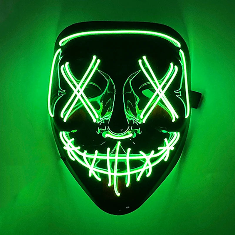 Wireless Mixed Colors Halloween Glowing Scary Face Mask Luminous LED Purge Mask Horror Light up Mask Adult Cosplay Props Costume