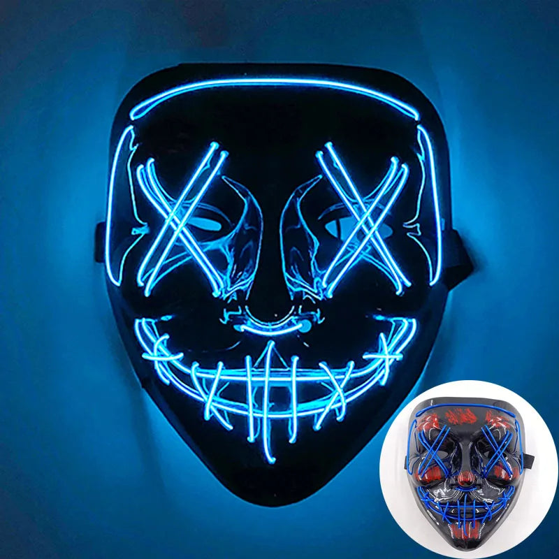 Cosplay Circle Square Triangle Light up Masks Glowing LED Full Face Mask Disguise Supplies Film Theme Neon Luminous Mask Props