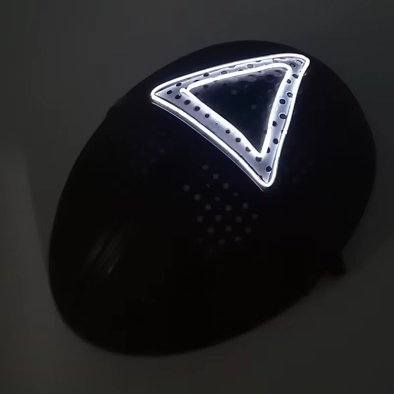 Cosplay Circle Square Triangle Light up Masks Glowing LED Full Face Mask Disguise Supplies Film Theme Neon Luminous Mask Props