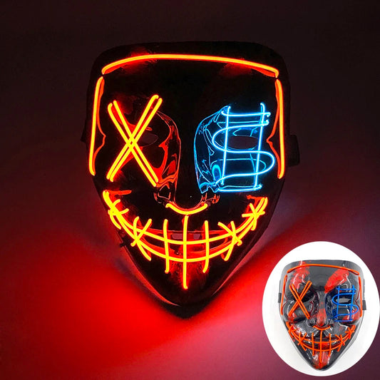 Wireless Mixed Colors Halloween Glowing Scary Face Mask Luminous LED Purge Mask Horror Light up Mask Adult Cosplay Props Costume