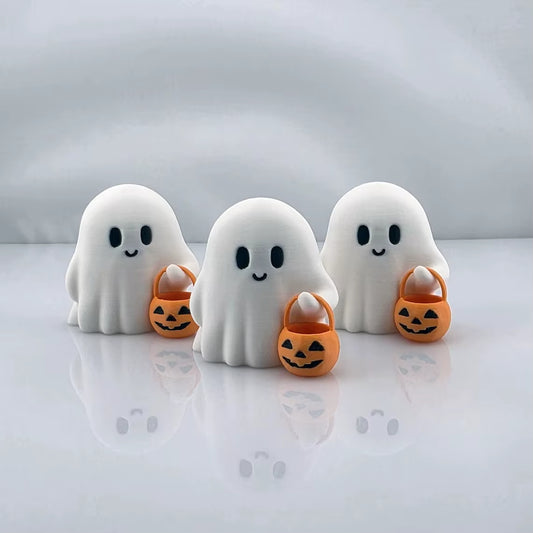 Set of 3 Adorable Miniature Ghost Halloween Decorations for Desk Display - Unique Spooky Home Accents and Fall Gifts