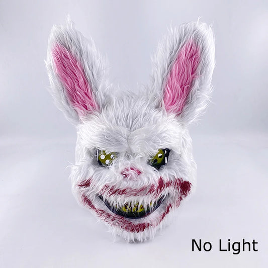 Halloween Horror Bloody Head Cover Mask LED Multicolor Rabbit Cosplay Face Mask Halloween Carnival Costume Headgear Props