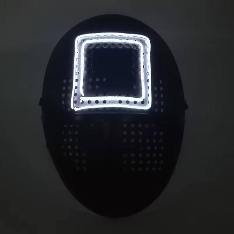 Cosplay Circle Square Triangle Light up Masks Glowing LED Full Face Mask Disguise Supplies Film Theme Neon Luminous Mask Props
