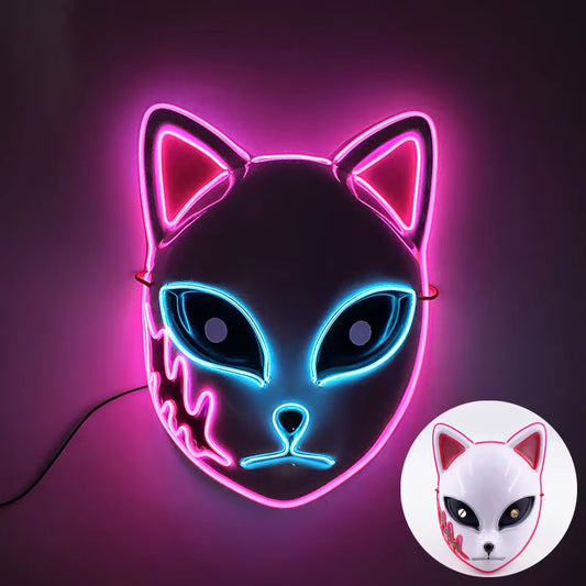 Cosplay Circle Square Triangle Light up Masks Glowing LED Full Face Mask Disguise Supplies Film Theme Neon Luminous Mask Props