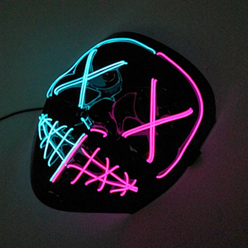 Wireless Mixed Colors Halloween Glowing Scary Face Mask Luminous LED Purge Mask Horror Light up Mask Adult Cosplay Props Costume