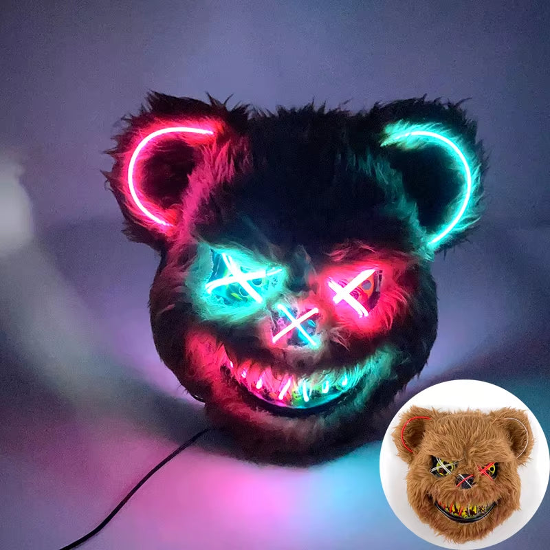 Cosplay Circle Square Triangle Light up Masks Glowing LED Full Face Mask Disguise Supplies Film Theme Neon Luminous Mask Props