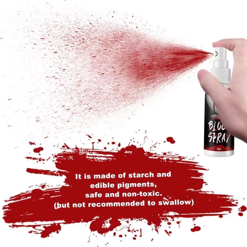 30Ml Fake Blood Spray Blood for Halloween Makeup Zombie Clothes Realistic Washable Horror Fake Blood Spray Prank Cosplay Prop