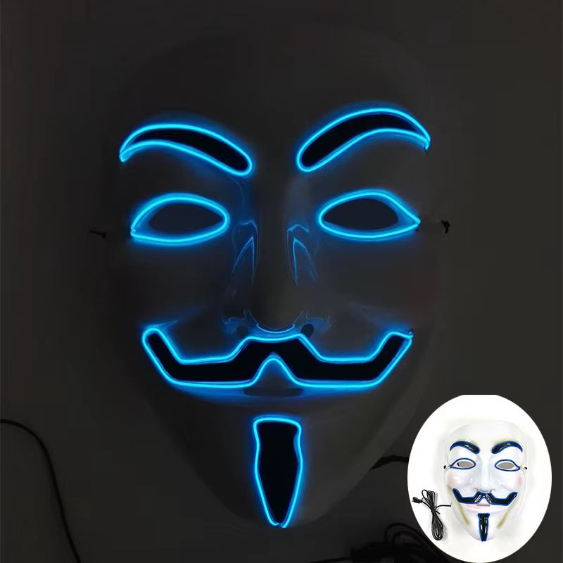 Cosplay Circle Square Triangle Light up Masks Glowing LED Full Face Mask Disguise Supplies Film Theme Neon Luminous Mask Props