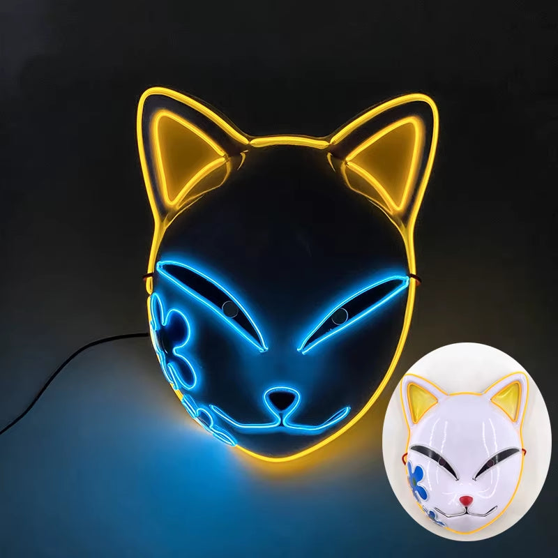 Cosplay Circle Square Triangle Light up Masks Glowing LED Full Face Mask Disguise Supplies Film Theme Neon Luminous Mask Props