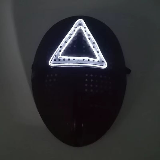 Cosplay Circle Square Triangle Light up Masks Glowing LED Full Face Mask Disguise Supplies Film Theme Neon Luminous Mask Props
