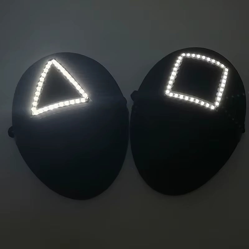 Cosplay Circle Square Triangle Light up Masks Glowing LED Full Face Mask Disguise Supplies Film Theme Neon Luminous Mask Props
