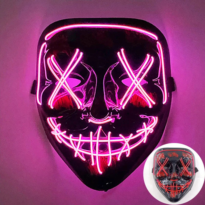 Cosplay Circle Square Triangle Light up Masks Glowing LED Full Face Mask Disguise Supplies Film Theme Neon Luminous Mask Props