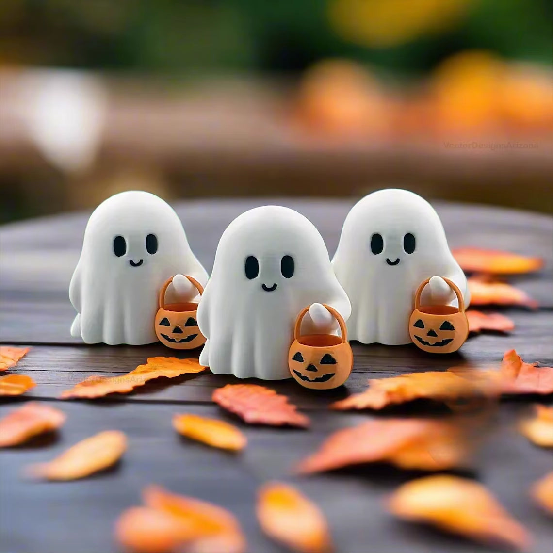 Set of 3 Adorable Miniature Ghost Halloween Decorations for Desk Display - Unique Spooky Home Accents and Fall Gifts