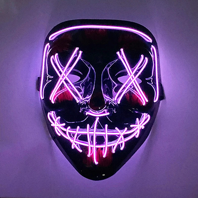 Wireless Mixed Colors Halloween Glowing Scary Face Mask Luminous LED Purge Mask Horror Light up Mask Adult Cosplay Props Costume